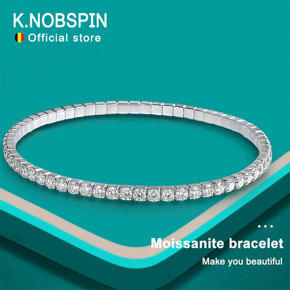 KNOBSPIN 3.84-6.4ct D VVS1 مويسانيتي سوار للتنس 2.5