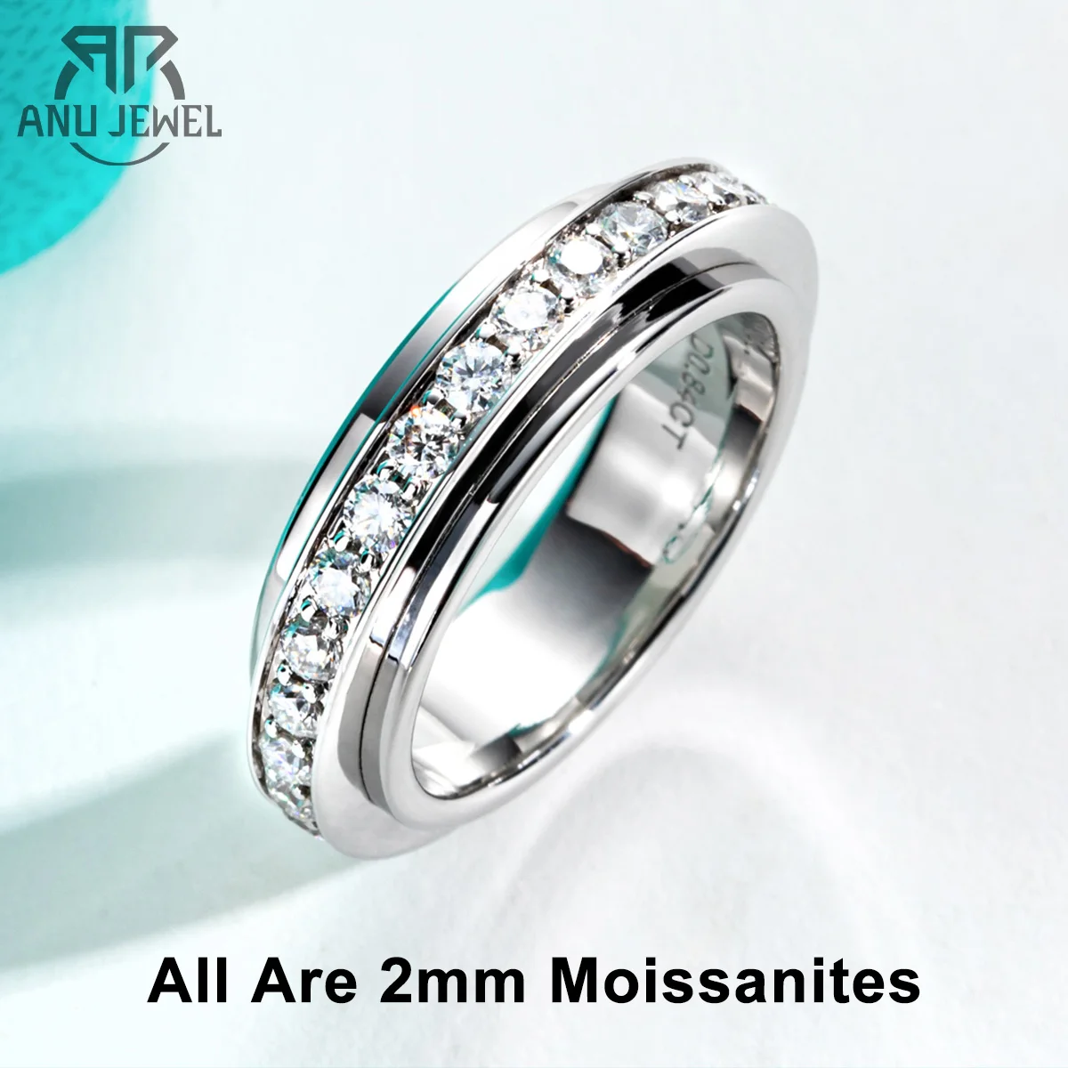 خواتم سوار AnuJewel الخلود دوار المويسانيتي مطلي بالذهب