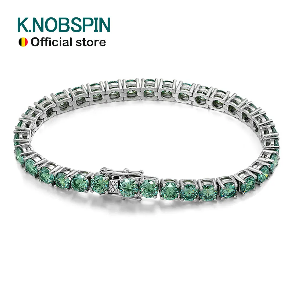 KNOBSPIN D VVS الأصلي الأخضر مويسانيتي أساور التنس