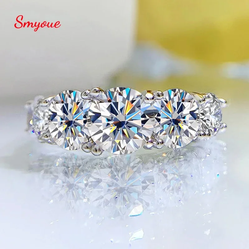 Smyoue 18k مطلي 3.6CT جميع خواتم مويسانيتي للنساء