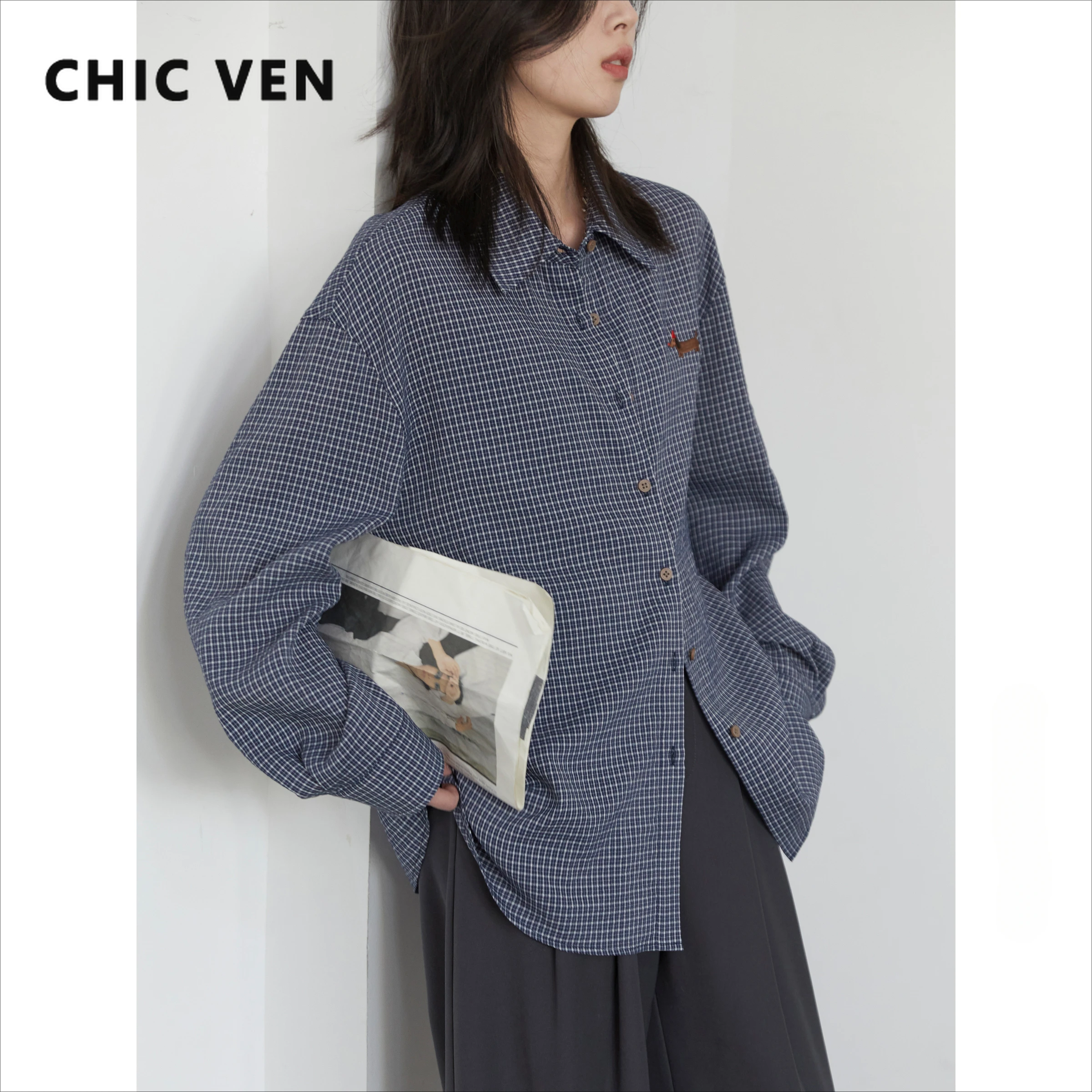 قميص نسائي من CHIC VEN بأكمام طويلة وصدر
