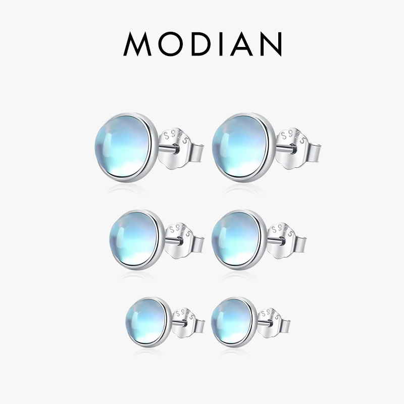 موديان 925 فضة مستديرة رائعة Moonstone 4 5