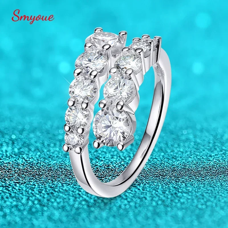 Smyoue 10 الأحجار الكريمة خواتم مويسانيتي كاملة للنساء