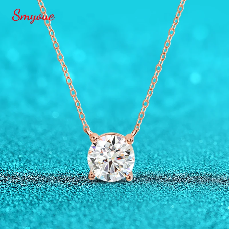 Smyue 1-5CT ارتفع الذهب اللون مويسانيتي قلادة للنساء